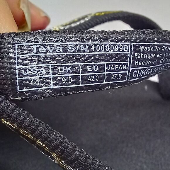 Teva Size 11 Mush Mandalyn Ola 2 Wedge Sandal-Strappy Thong-Gold/Black-Comfort - Picture 8 of 8